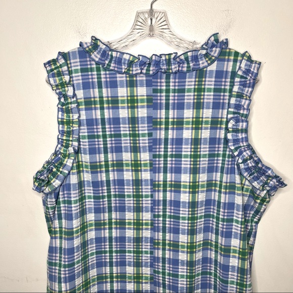 KIM ROGERS Sleeveless Seersucker Ruffled Shift Dress - Picture 12 of 16